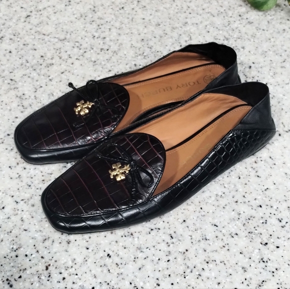 Tory Burch Croc Embossed Charm 5mm Loafer
Mule Shoe Flats Black/Brown Size 8.5 - Picture 7 of 11